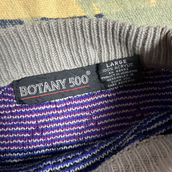 Vintage Grandpa Sweater Mens Large Gray Crewneck 90s Aztec Grunge Nubby Knit - Picture 4 of 11